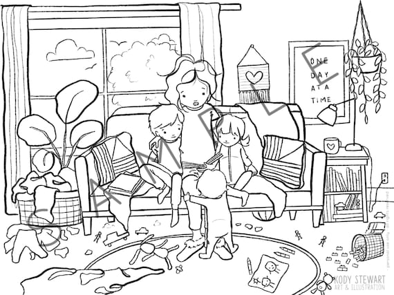 Digital download colouring sheet one day at a time variations kids coloring adult coloring coloring sheet printable