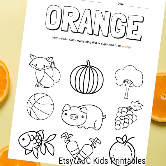 What things are orange set of orange words flashcards educational activities worksheets for preschool kindergarten