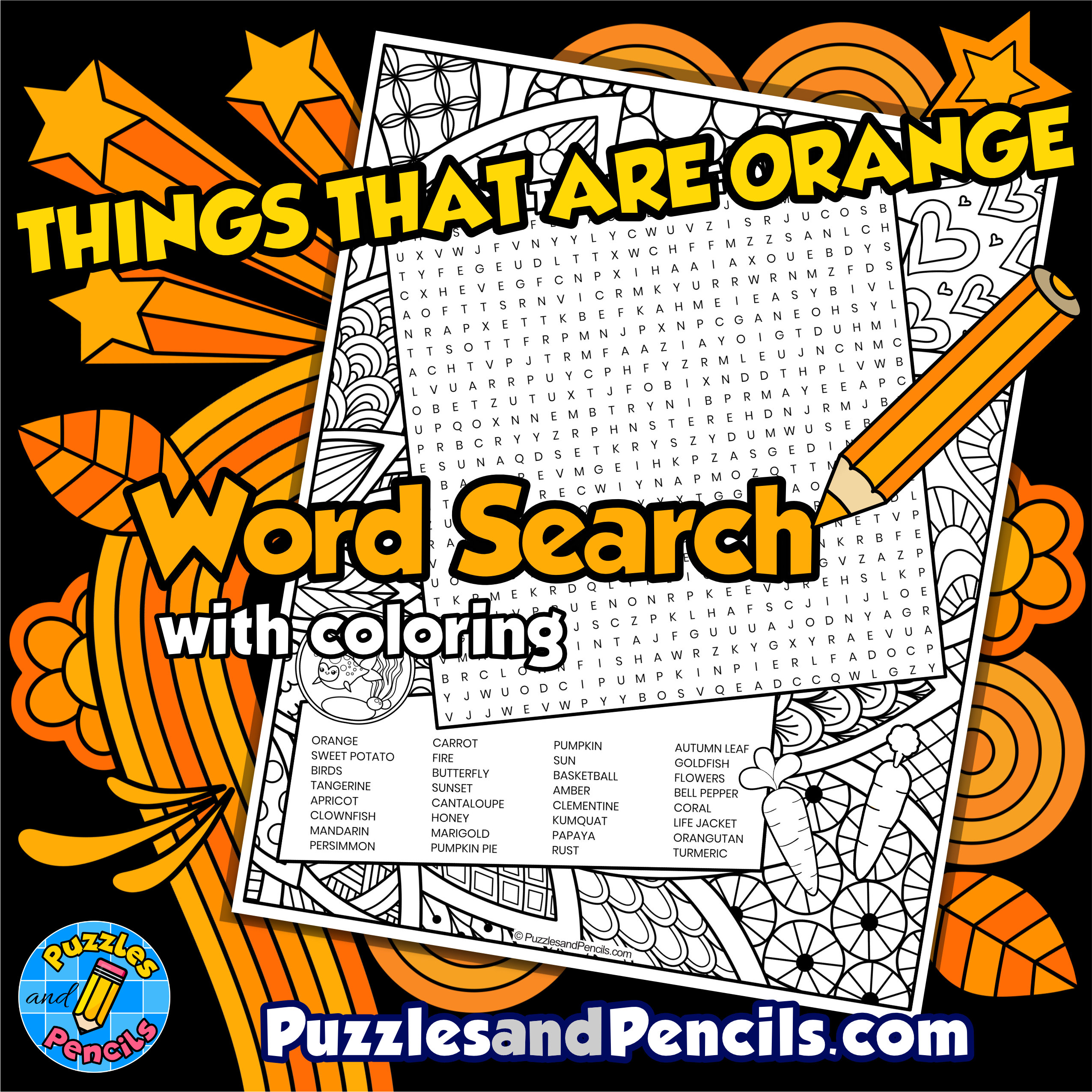 Things that are orange word search puzzle with coloring harmony day wordsearch made by teachers