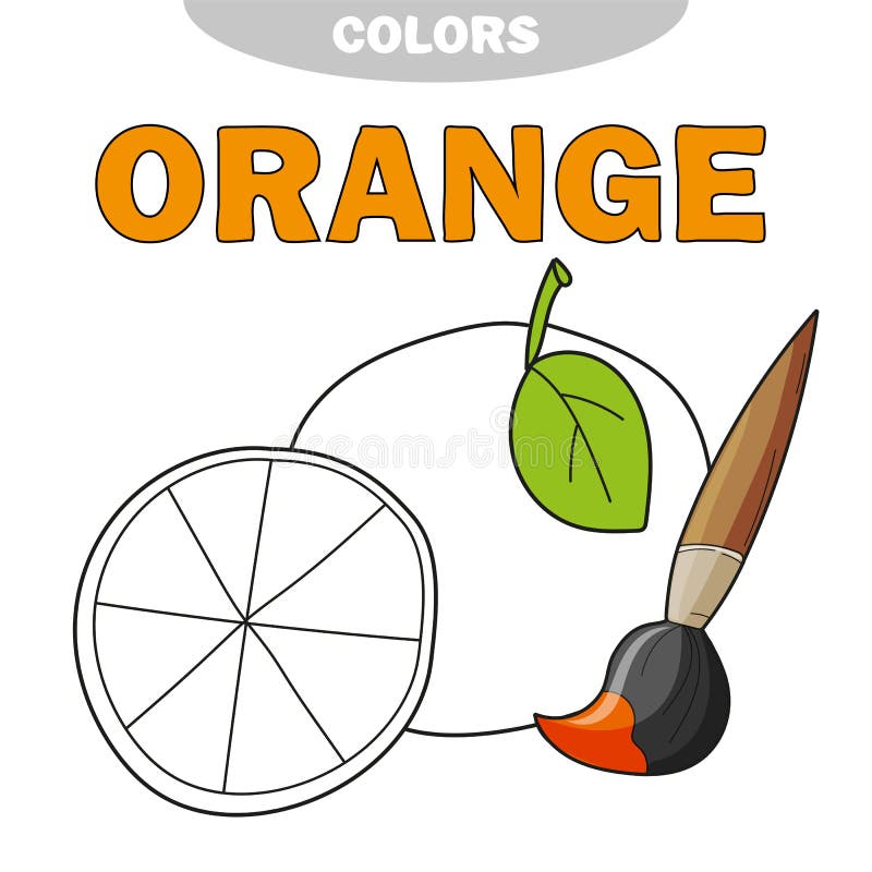 Cartoon orange coloring book vector illustration for children stock vector