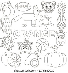 Orange colorless objects color elements set stock vector royalty free