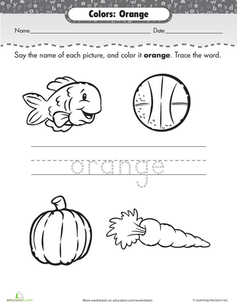 Things that are orange worksheet education worksheets borders for paper education