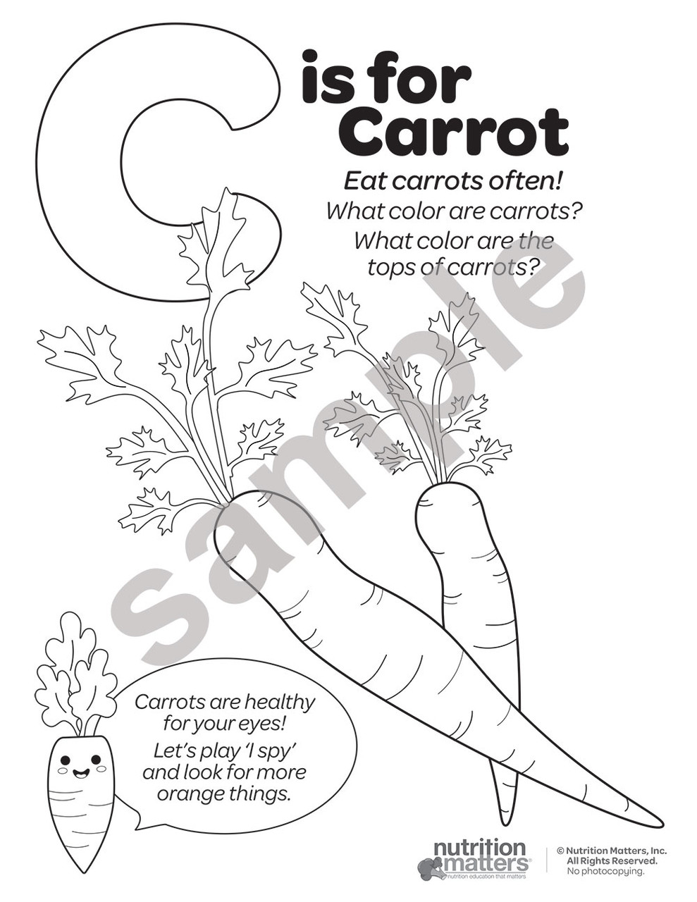 Fruit and veggie coloring sheets