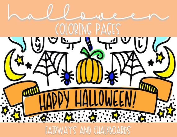 Color all the things halloween coloring pages printable activity coloring book pages coloring page set