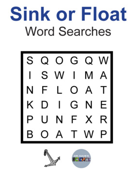 Word searches sink and float prek