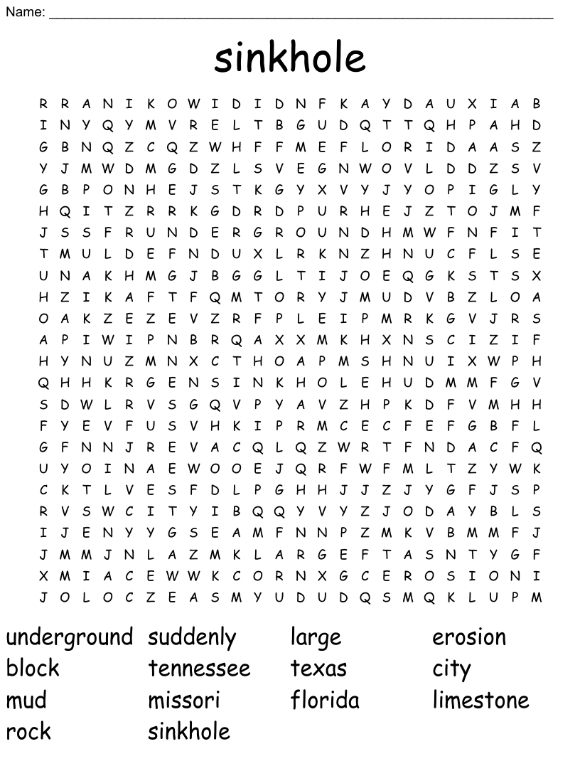 Sinkhole word search