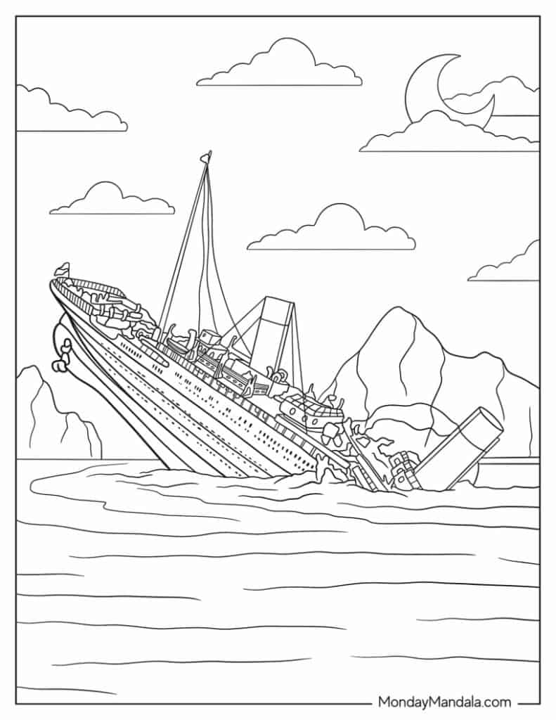 Titanic coloring pages free pdf printables