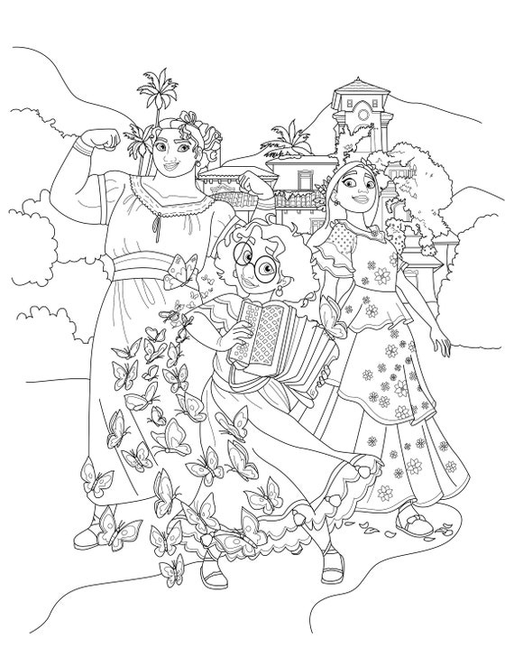 Encanto coloring page digital encanto coloring page pdf instant download madrigal family encanto coloring pages maribel digital download now
