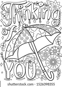 Thinking you font umbrella flower element stock vector royalty free