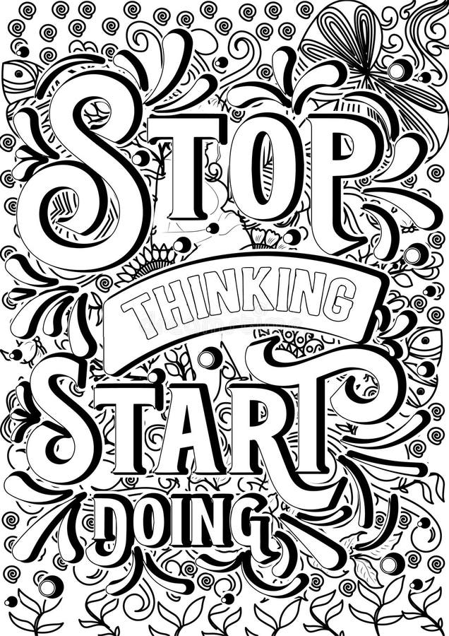 Inspirational words coloring book pagesmotivational quotes coloring pages design stock vector
