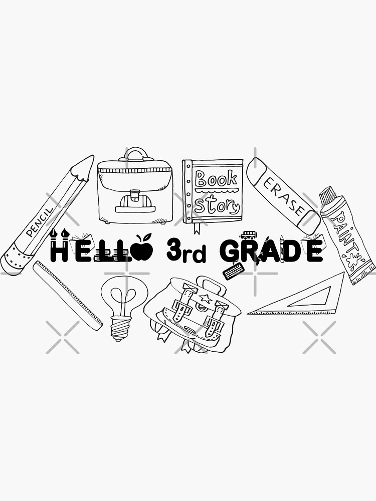 Hello rd grade happy first day of school sticker for sale by mkcooldesigns mk