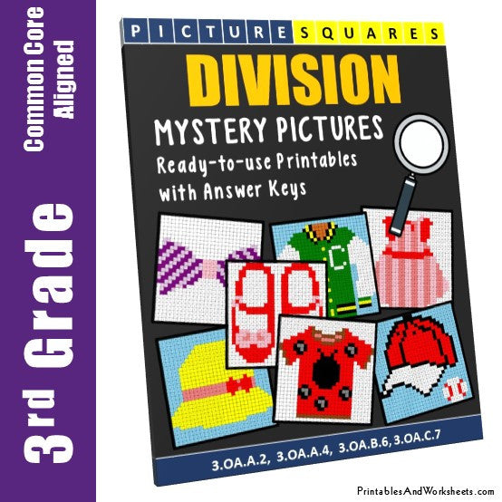 Rd grade division mystery pictures coloring worksheets