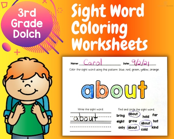 Rd grade coloring worksheets dolch sight words coloring pages learning materials sight word worksheet teaching resources