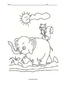 Animal coloring sheet worksheet for st