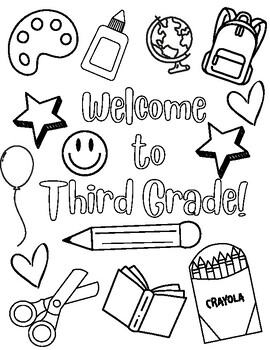 Wele to third grade coloring sheet tpt
