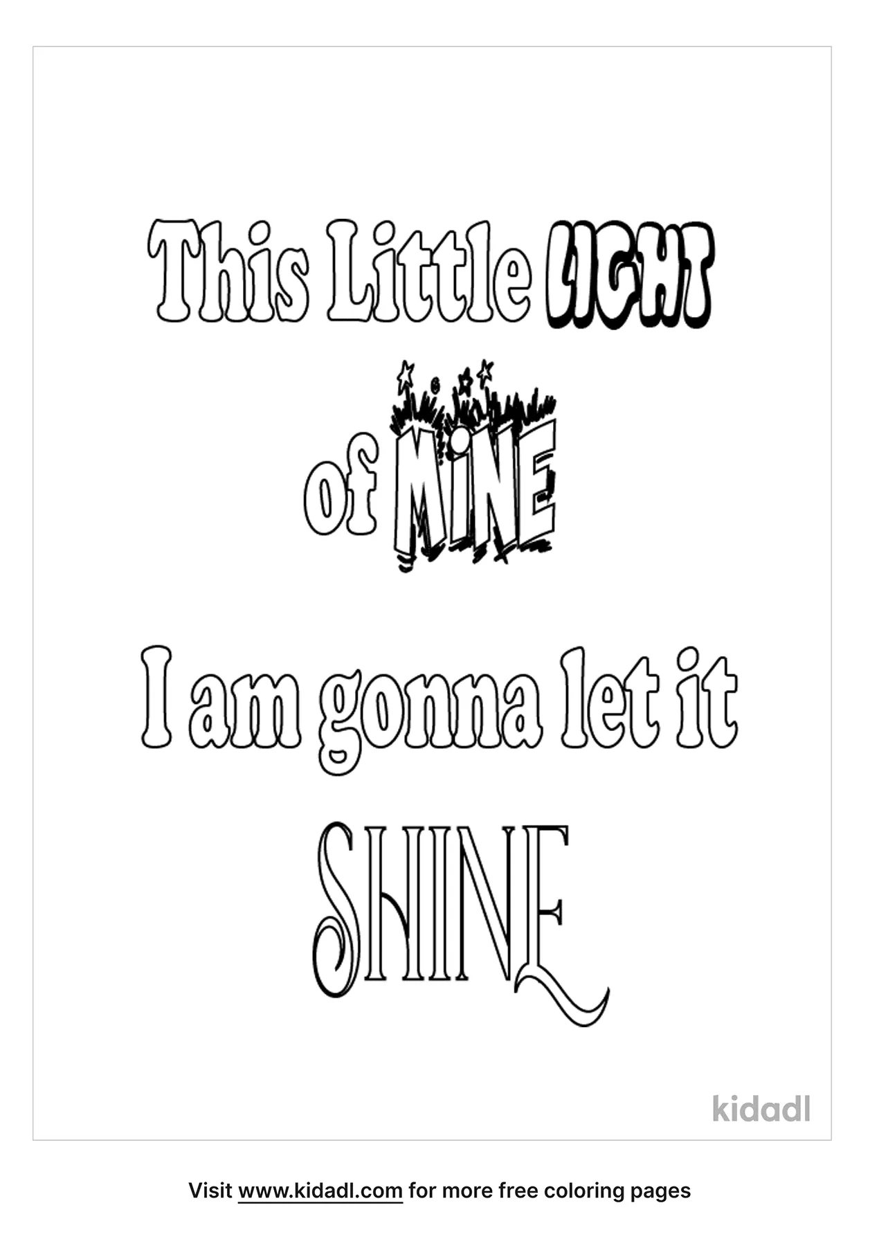 Free this little light of nine im gonna let it shine coloring page coloring page printables