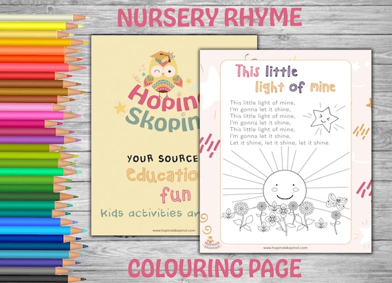 Nursery rhyme colouring page this little light coloring pages for kids printable download toddler activity preschool colouring page