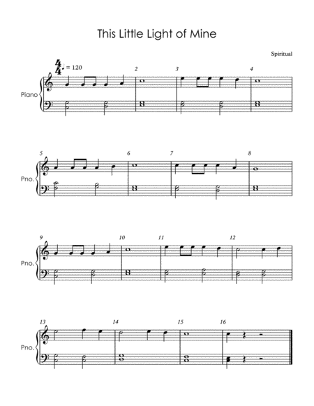 This little light of mine easy piano