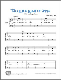 This little light of mine free easy piano sheet music
