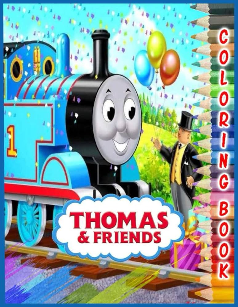 Thomas the tank engine and friends coloring book premium illustration pages to color with one sided coloring pages about characters and iconic scenes for kids toddlers jegor books