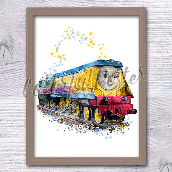 Rebecca the train rebecca streamlined tender engine thomas and friends nursery art thomas the tank engine train watercolor v