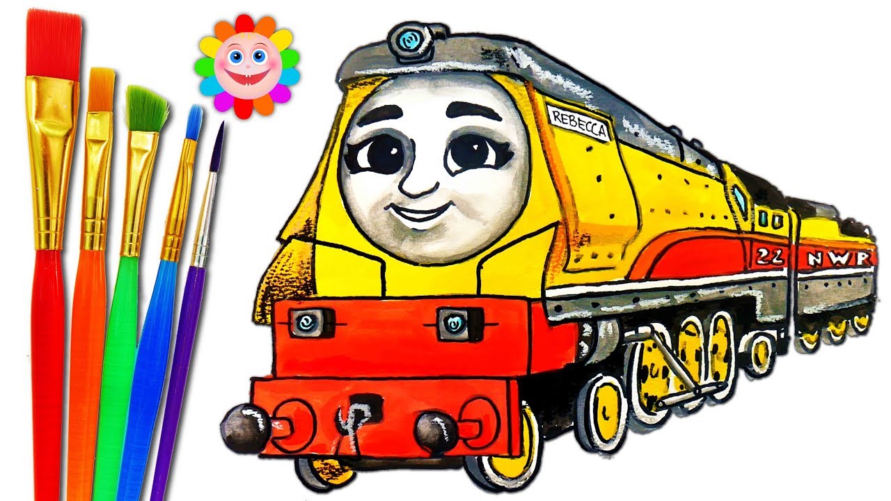 Thoas and friends big world big adventures rebecca how to draw trains video for kids coloring page
