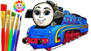 How to draw train frieda great race thomas and friends painting for kids to learn color with paint