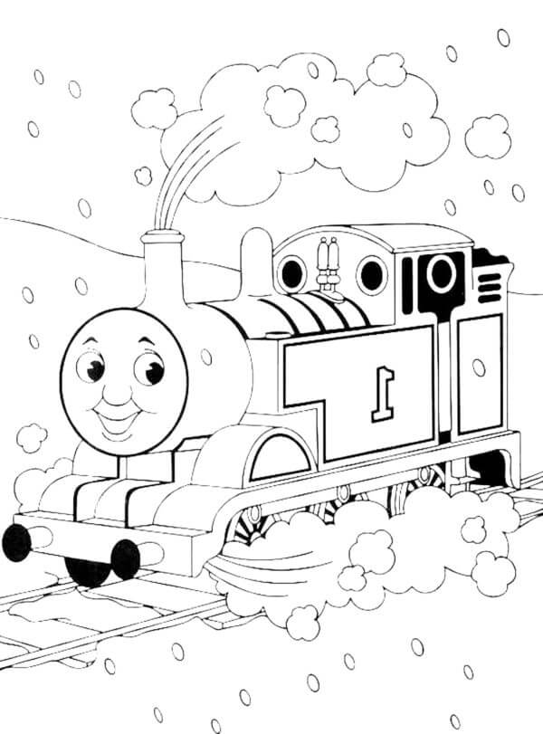 Thomas the engine goes on a very important mission coloring page