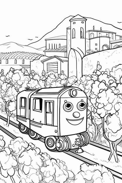 Premium ai image thomas the train coloring pages generative ai