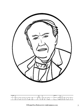 Thomas alva edison coloring book with print copywork by writebonnierose