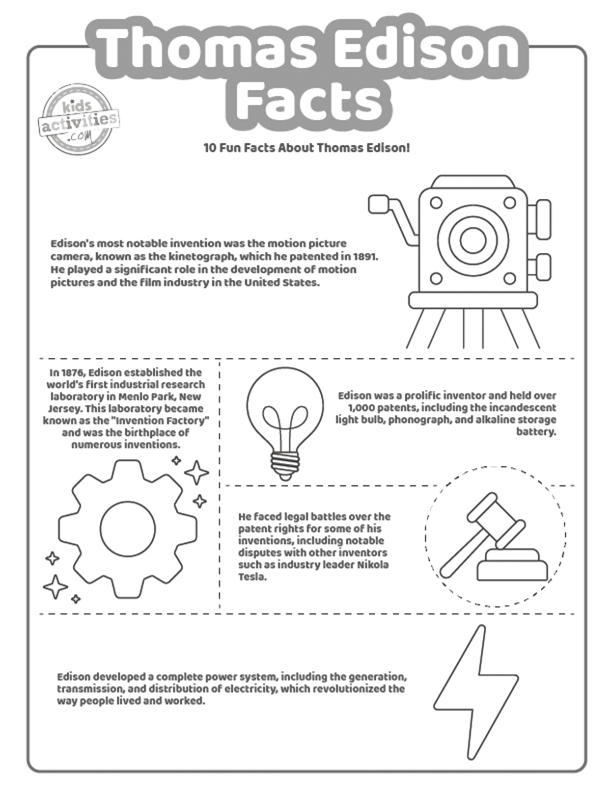 Interesting thomas edison facts kids activities blog