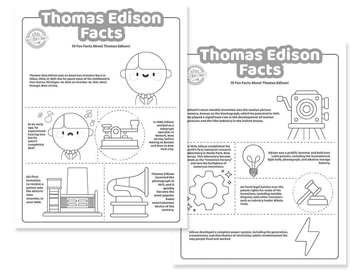 Interesting thomas edison facts kids activities blog