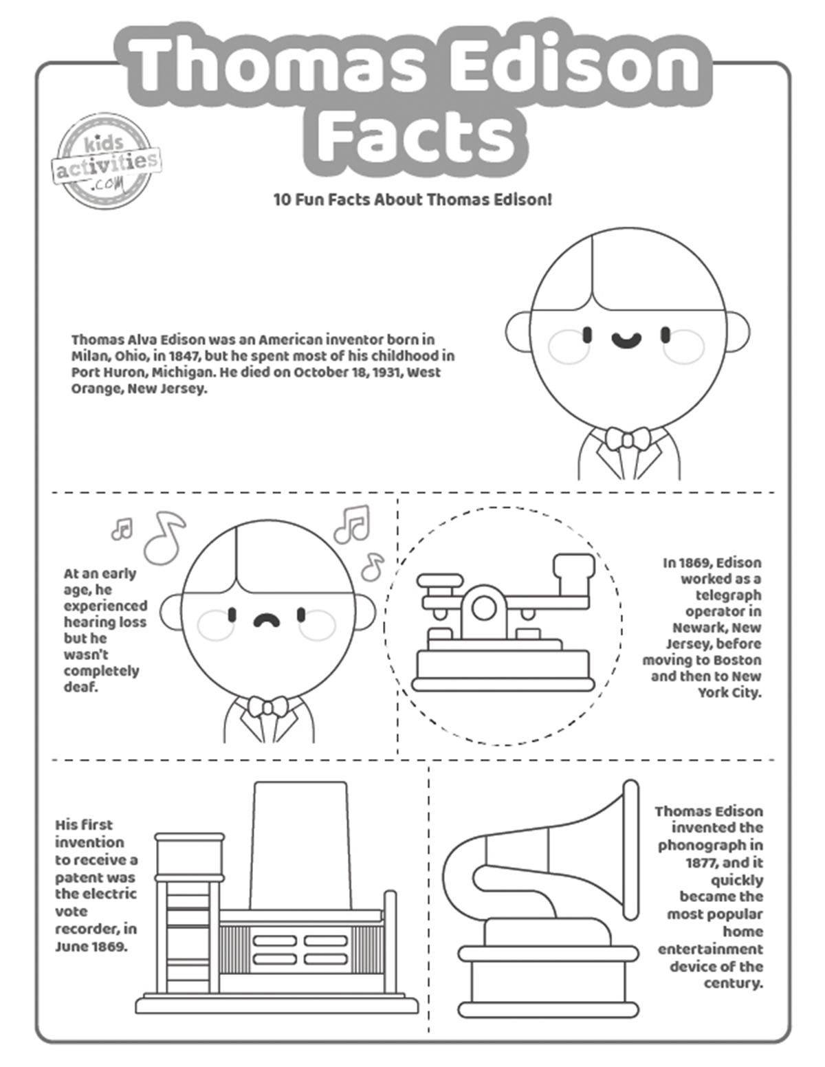 Interesting thomas edison facts kids activities blog