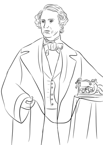 Samuel morse with his invention the telegraph coloring page free printable coloring pages