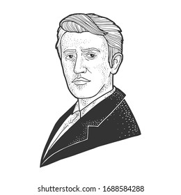 Thomas edison portrait sketch engraving vector stock vector royalty free