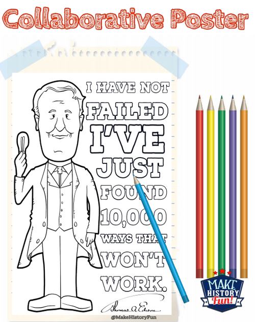 Thomas edison growth mindset failure collaborative poster