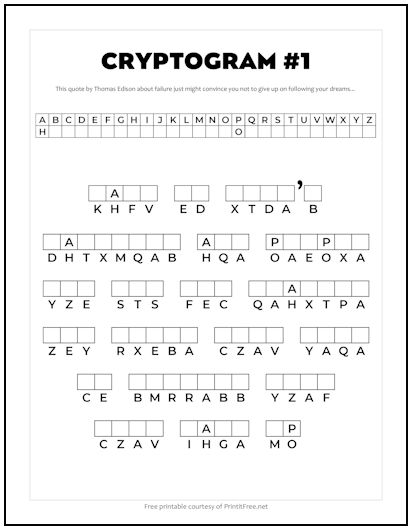 Cryptogram â thomas edison quote print it free