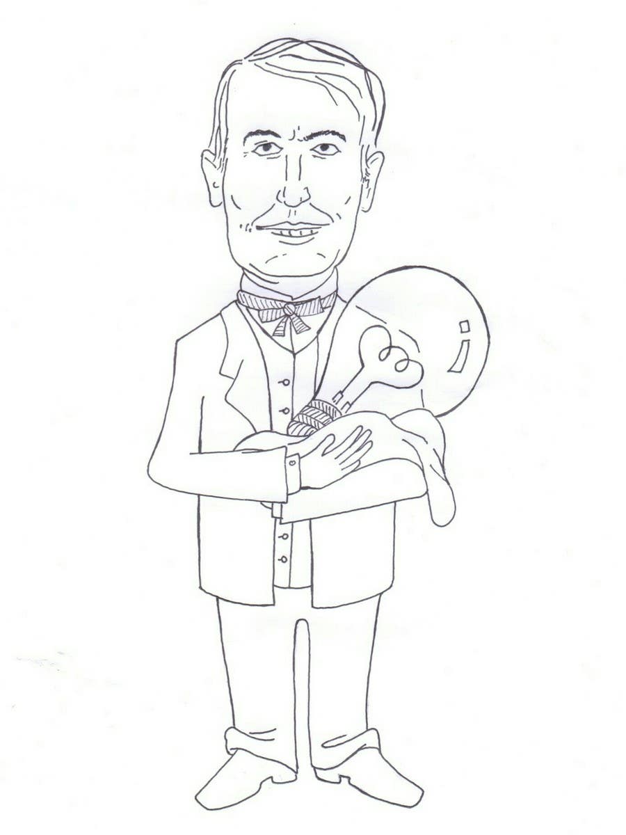 Entry by rayhangalib for line drawings of omas edison and nikola tesla