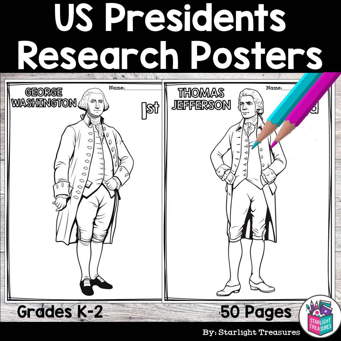Us presidents research posters coloring pages