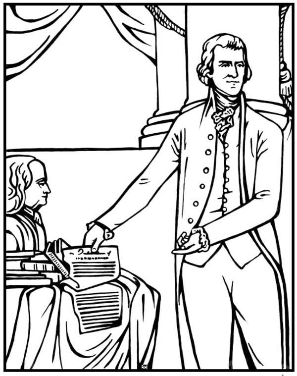Thomas jefferson coloring page purple kitty
