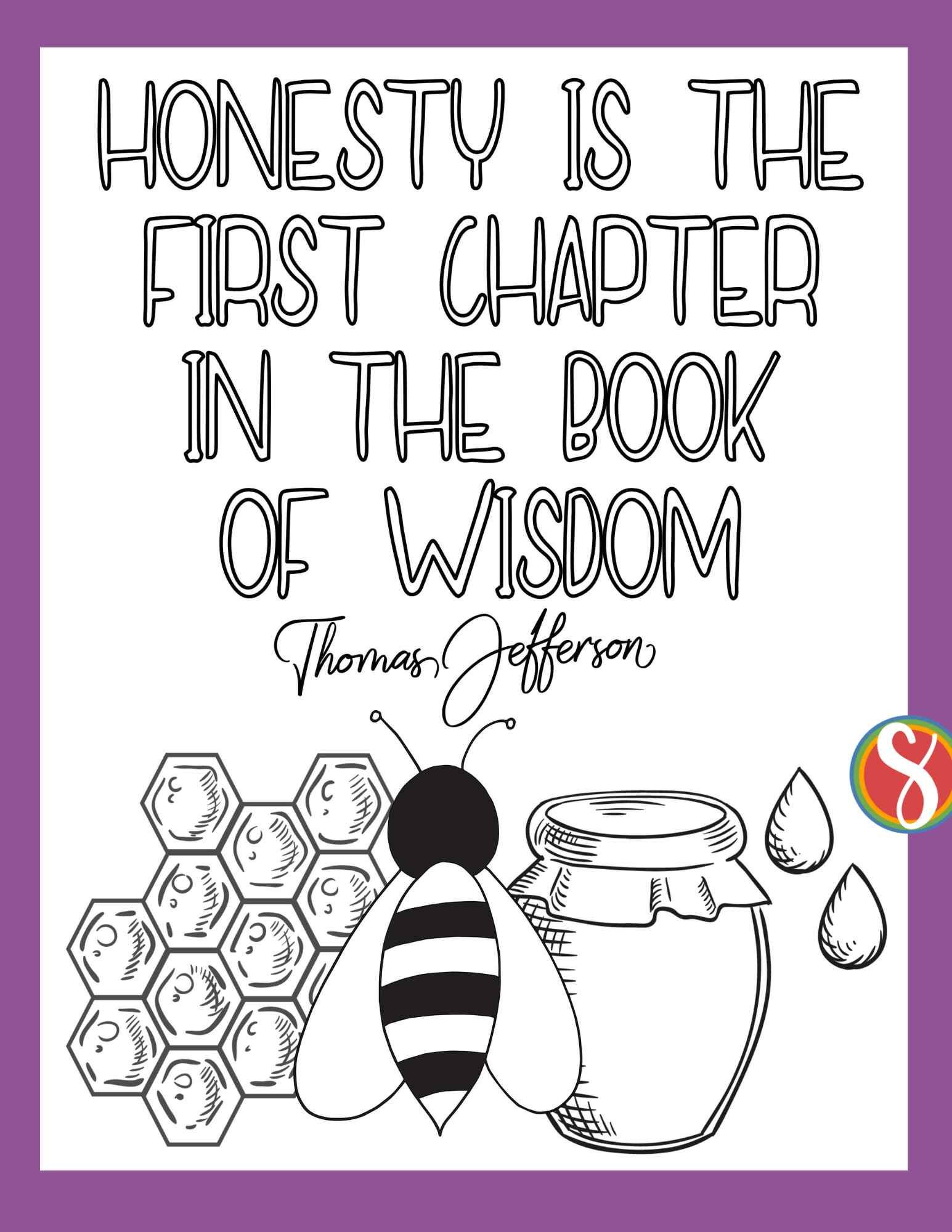 Honesty quote with coloring pages â stevie doodles