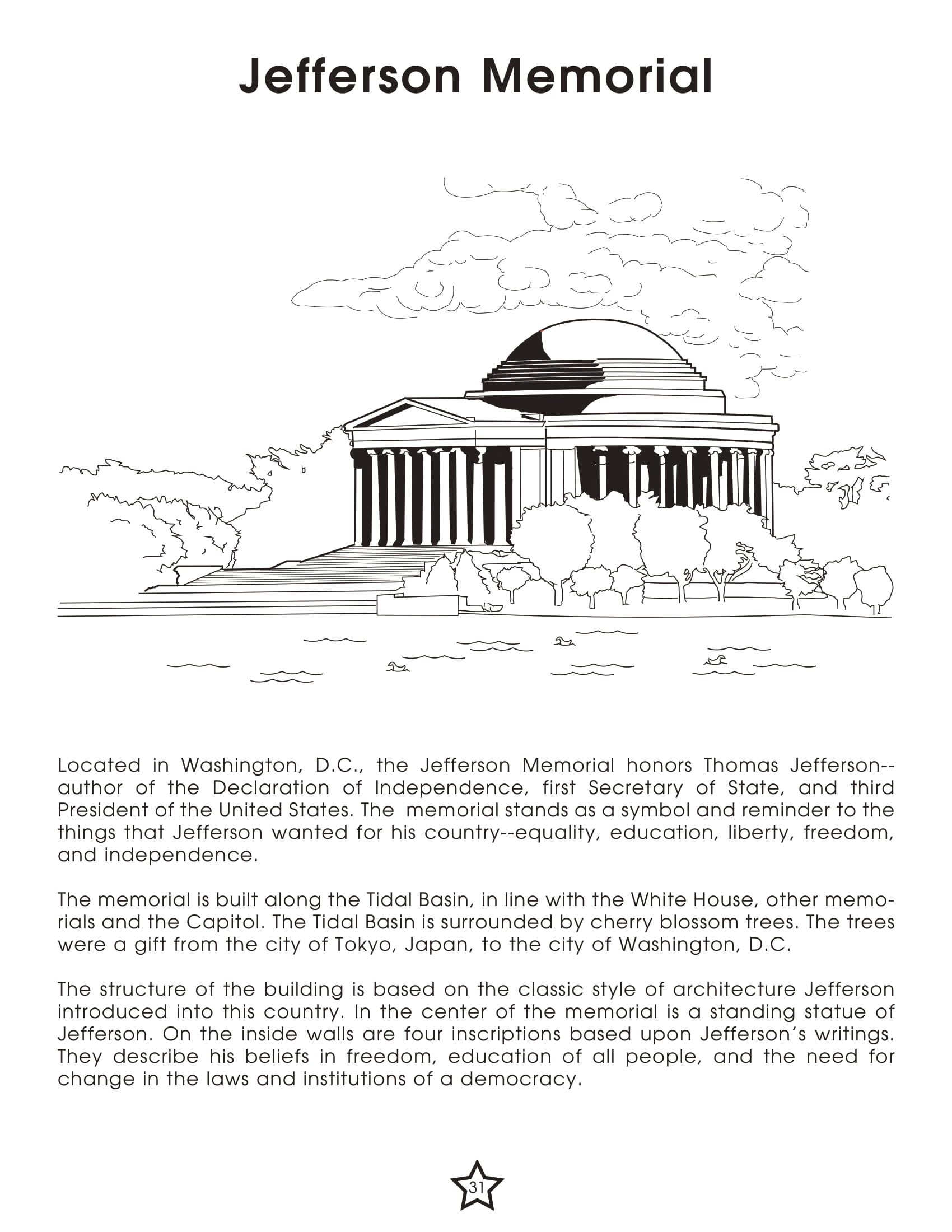 Jefferson memorial activity worksheet free printable puzzle games