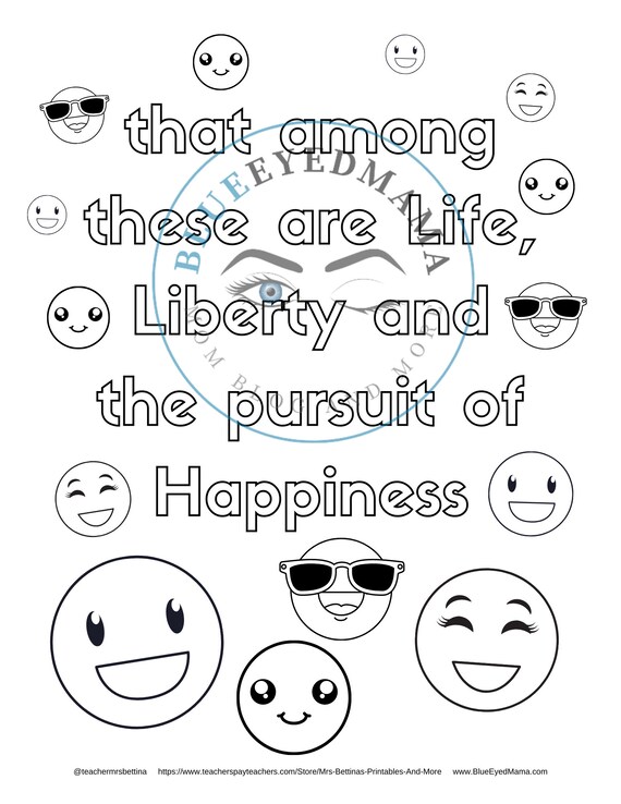 Declaration of independence coloring pages th of july printable instant download