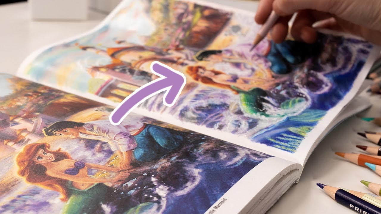 Thomas kinkade disney adult coloring book challenge the little mermaid