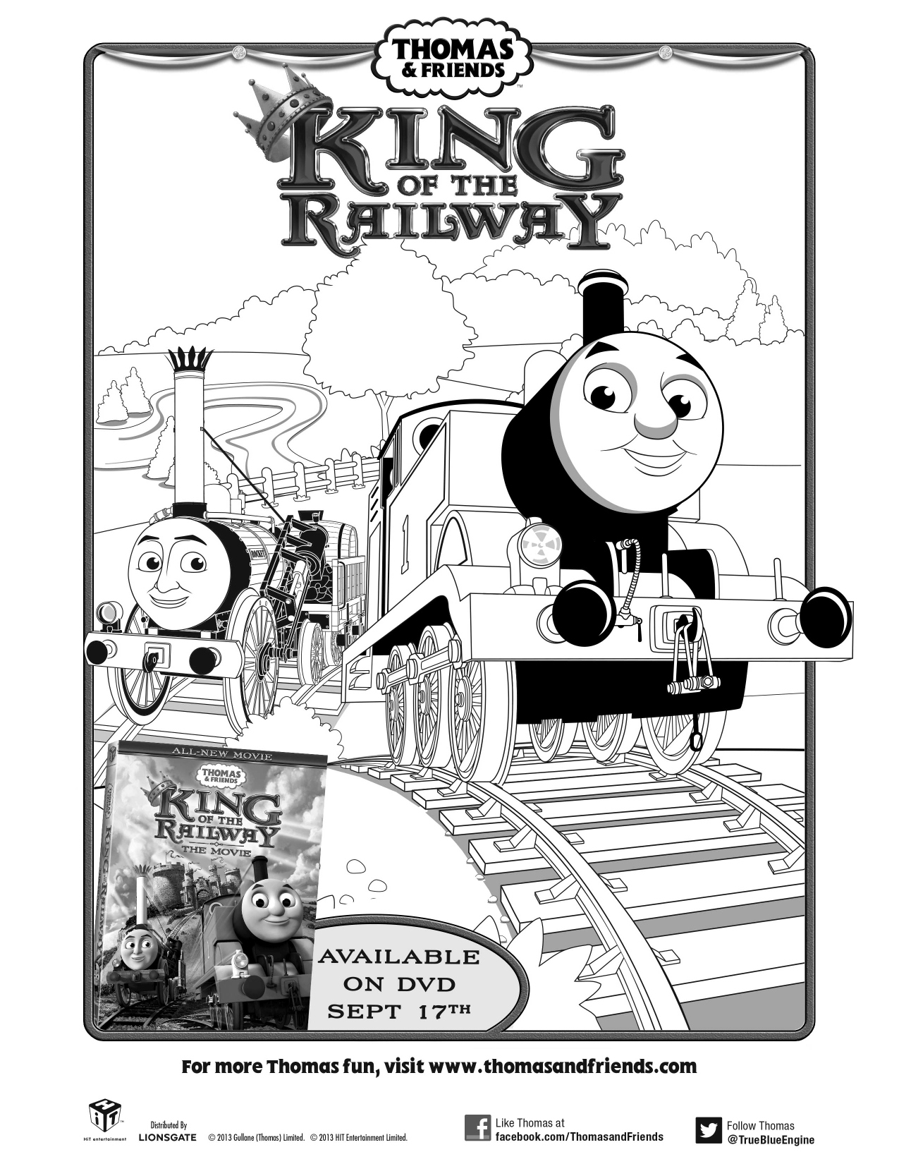Thomas friends king of the railway the movie printable coloring sheet