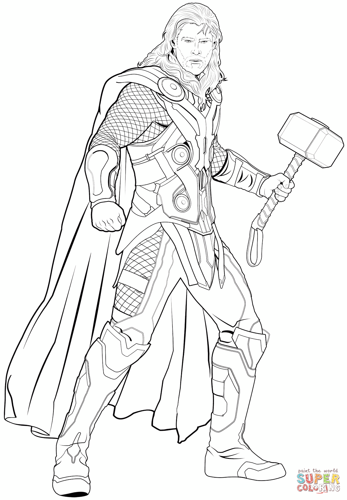 Avengers thor coloring page free printable coloring pages