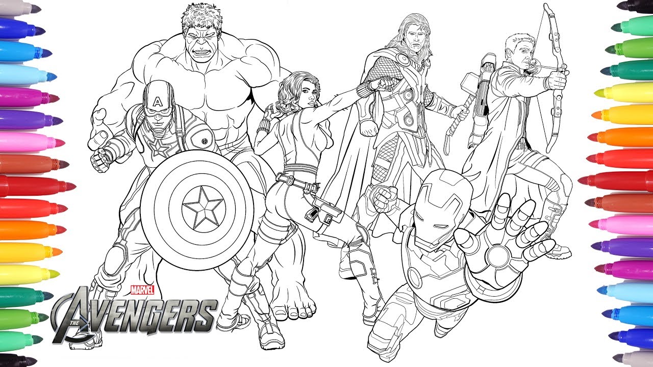 The avengers coloring pages coloring painting avengers iron man captain america thor hulk