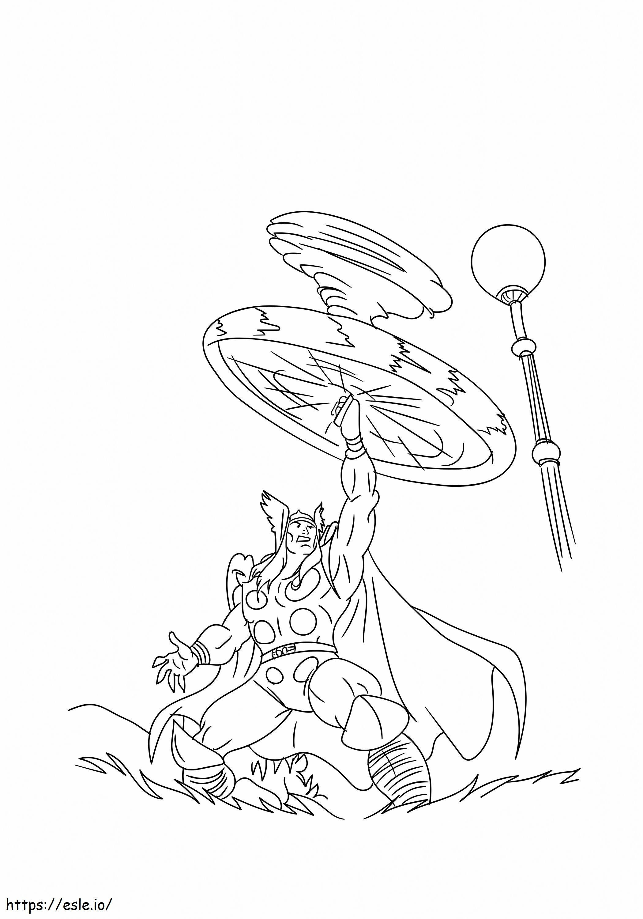 Thor showing power coloring page