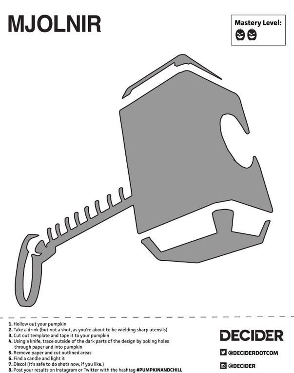 Create an epic thor pumpkin with this stencil