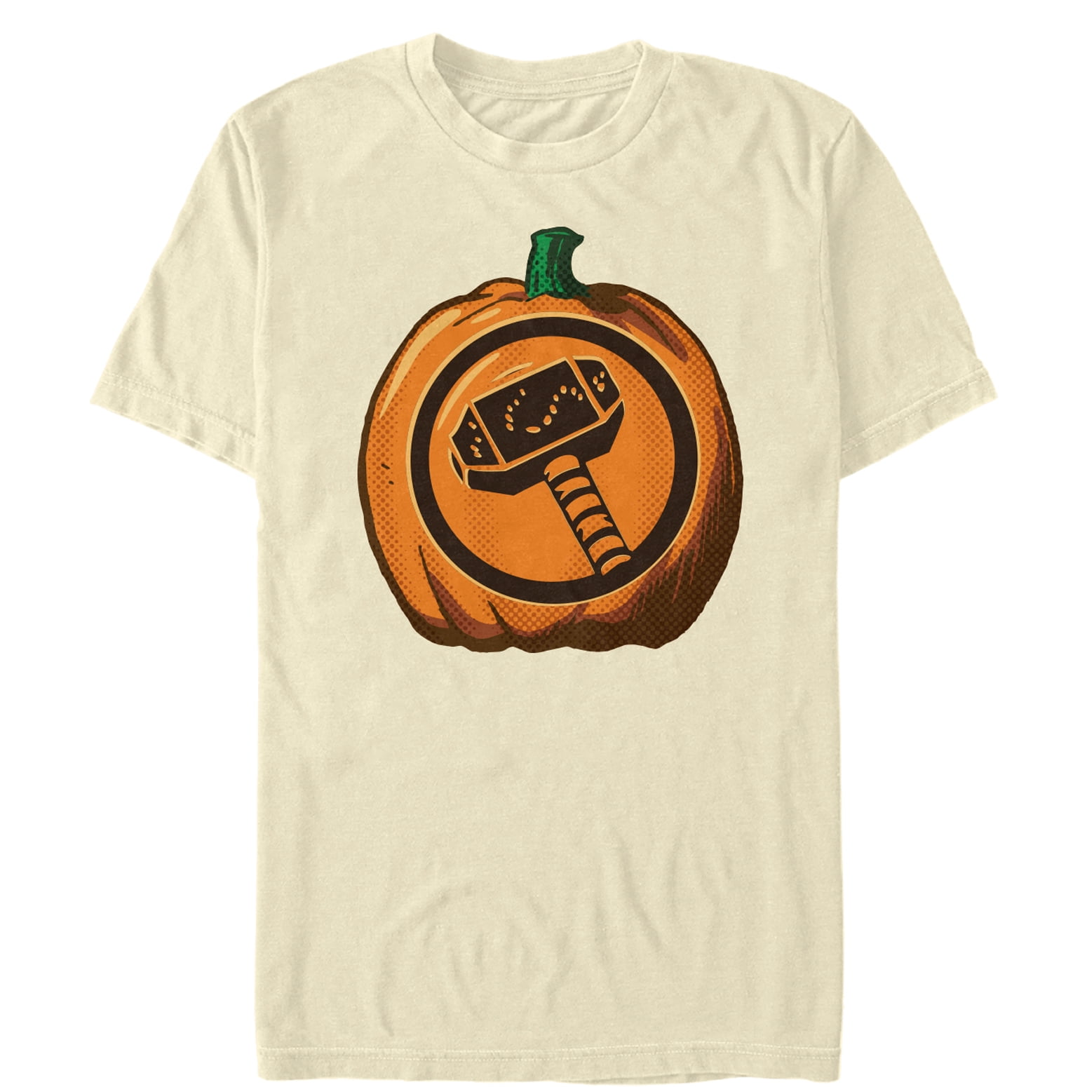 Mens marvel halloween thor hammer pumpkin graphic tee cream small